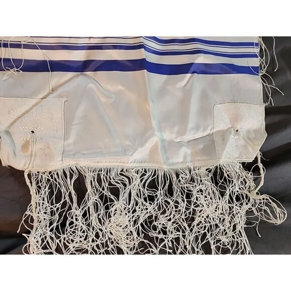 Blue and Silver Stripe Shvotim Tallis‎ 58 Long X 15 Wide